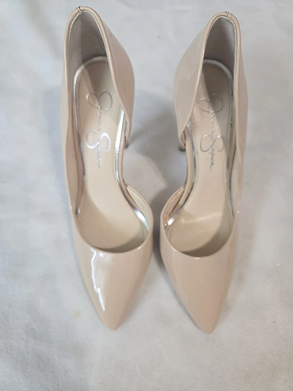 Jessica Simpson Nude Patent Pointed-Toe Stiletto Pumps Size 5.5